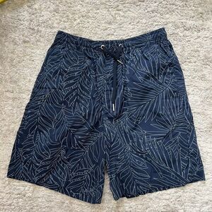 Armani Exchange Drawstring Waist Blue White Palm Print Shorts Mens Size 30